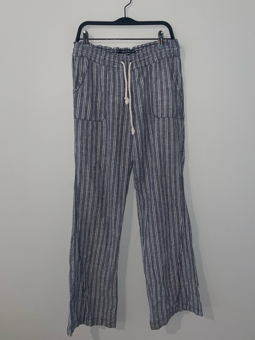 Women's SZ M Stripe Drawstring Linen/cotton resort Pants